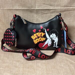 NWT Betty Boop Black and Red Shoulder /Crossbody Bag Retro Design
